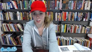 teen latina in public library showing off her huge tits and pussy