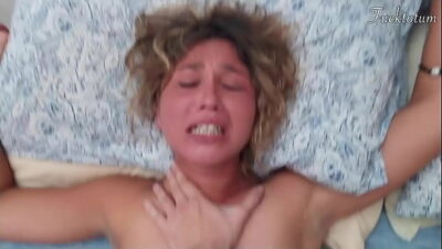Unwanted facial after forceful sex: at first she really enjoyed being hard fucked, after she hated it.
