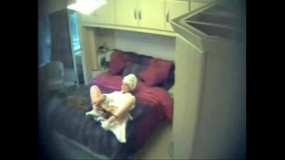 Hidden cam on the closet finally caught my step mom masturbating